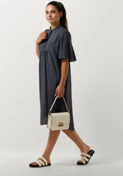 blauwe co'couture midi jurk callum volume dress