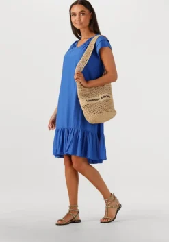blauwe co'couture mini jurk sunrise cropped dress