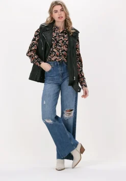 blauwe colourful rebel wide jeans gaia high rise wide leg denim pants