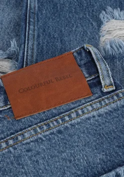 blauwe colourful rebel wide jeans gaia high rise wide leg denim pants