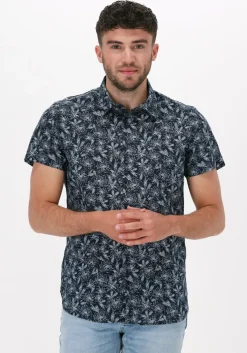 blauwe dstrezzed casual overhemd shirt s/s line flower voile