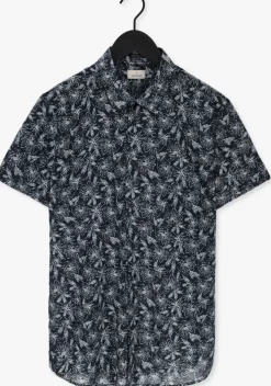 blauwe dstrezzed casual overhemd shirt s/s line flower voile