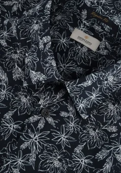 blauwe dstrezzed casual overhemd shirt s/s line flower voile