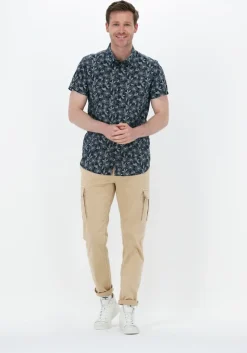 blauwe dstrezzed casual overhemd shirt s/s line flower voile