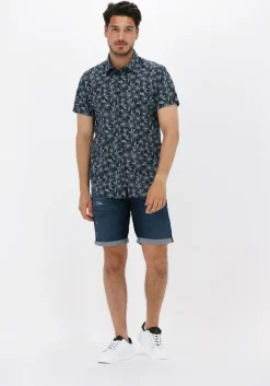 blauwe dstrezzed casual overhemd shirt s/s line flower voile