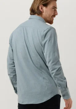 blauwe dstrezzed casual overhemd kirk shirt melange pique