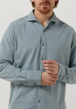 blauwe dstrezzed casual overhemd kirk shirt melange pique