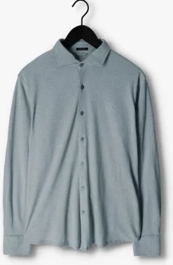 blauwe dstrezzed casual overhemd kirk shirt melange pique