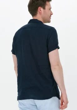 blauwe dstrezzed casual overhemd resort shirt s/s linen