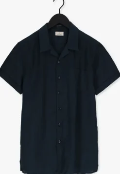 blauwe dstrezzed casual overhemd resort shirt s/s linen