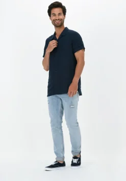 blauwe dstrezzed casual overhemd resort shirt s/s linen