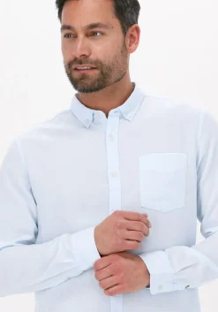 blauwe dstrezzed casual overhemd shirt button down tencel