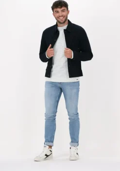 blauwe dstrezzed overshirt trucker jacket seersucker