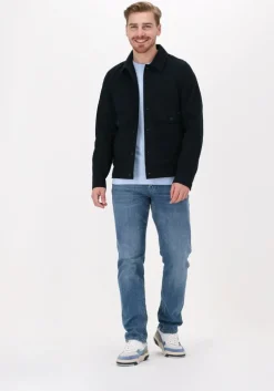 blauwe dstrezzed overshirt trucker jacket seersucker