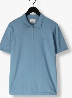 blauwe dstrezzed polo dorian zip polo