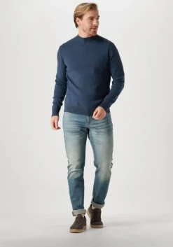 blauwe dstrezzed trui fell mock neck