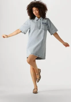 blauwe edited mini jurk asta denim dress