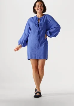 blauwe edited mini jurk frances dress