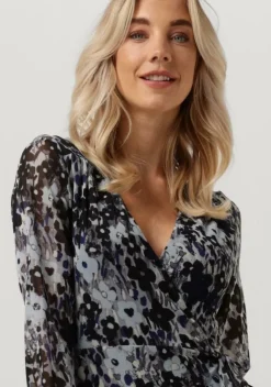 blauwe fabienne chapot midi jurk natasja mesh dress