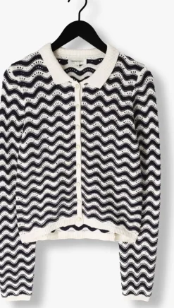 blauwe fabienne chapot vest caro crochet cardigan long sleeve