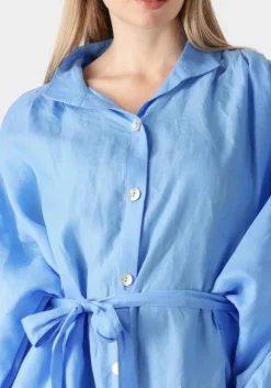 blauwe greek archaic kori midi jurk 130463