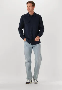 blauwe g-star raw casual overhemd marine jersey shirt ls