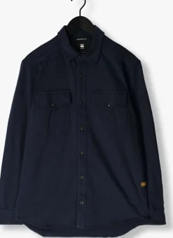 blauwe g-star raw casual overhemd marine jersey shirt ls