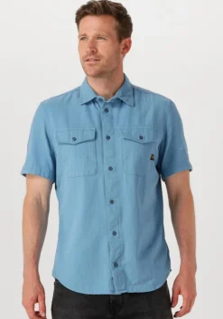 blauwe g-star raw casual overhemd marine slim shirt ss
