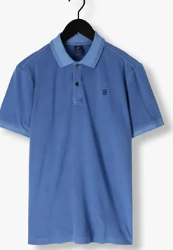 blauwe g-star raw polo dunda overdyed slim polo ss