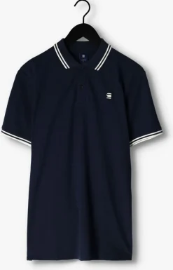 blauwe g-star raw polo dunda slim stripe polo s/s