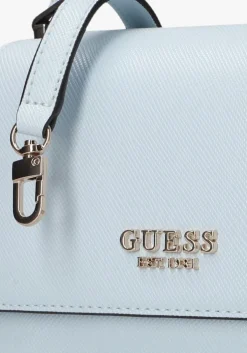 blauwe guess handtas fedana top handle flap