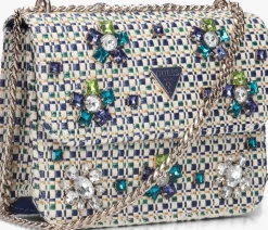 blauwe guess schoudertas beauvoir convertibl xbody flap