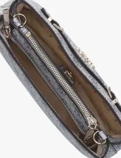 blauwe guess schoudertas katya crossbody top zip