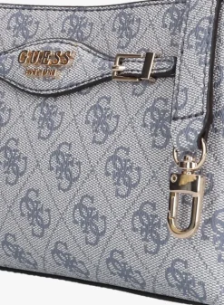 blauwe guess schoudertas katya crossbody top zip