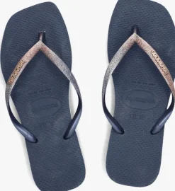 blauwe havaianas teenslippers square glitter