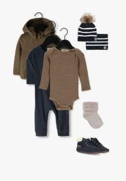 blauwe ikks muts set tricot