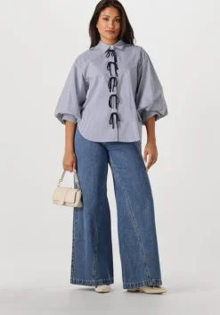 blauwe jansen amsterdam blouses lois blouse csb 798 bowstraps 3/4 sleeve wide fit
