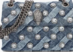 blauwe kurt geiger london schoudertas crystals mini kensington