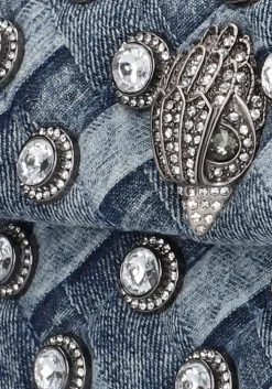 blauwe kurt geiger london schoudertas crystals mini kensington