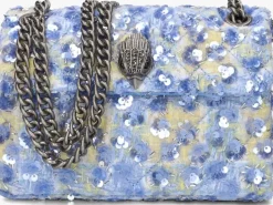 blauwe kurt geiger london schoudertas sequins mini kensington