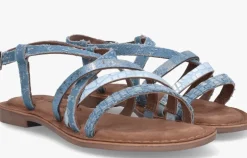 blauwe lazamani platte sandalen 75.888