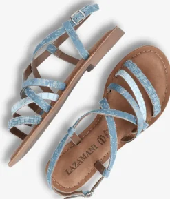 blauwe lazamani platte sandalen 75.888