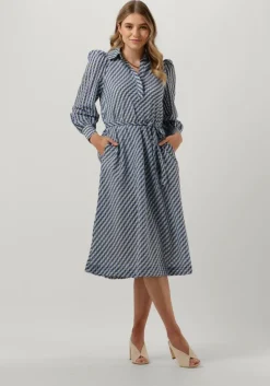 blauwe levete room midi jurk anemoone 1