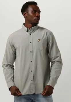 blauwe lyle & scott casual overhemd cotton linen button down shirt
