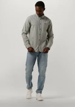 blauwe lyle & scott casual overhemd cotton linen button down shirt