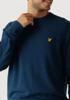 blauwe lyle & scott trui cotton merino crew neck jumper