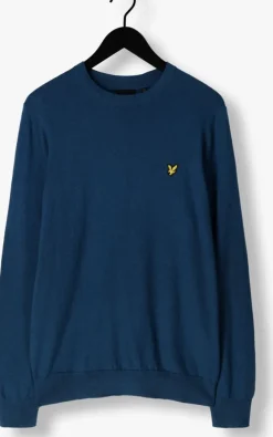 blauwe lyle & scott trui cotton merino crew neck jumper
