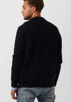 blauwe lyle & scott trui shaker stitch mock neck jumper