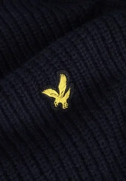 blauwe lyle & scott trui shaker stitch mock neck jumper