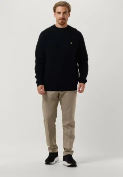 blauwe lyle & scott trui shaker stitch mock neck jumper